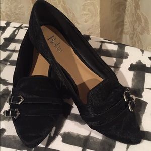 Reba Black Leather Flats